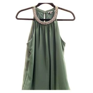 Halter embellished crew neck top
